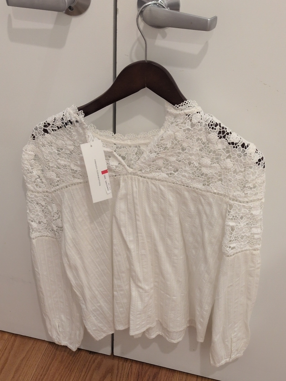 French Connection Isabel Marant Like Ivory Lace Yoke Long-Sleeve Blouse